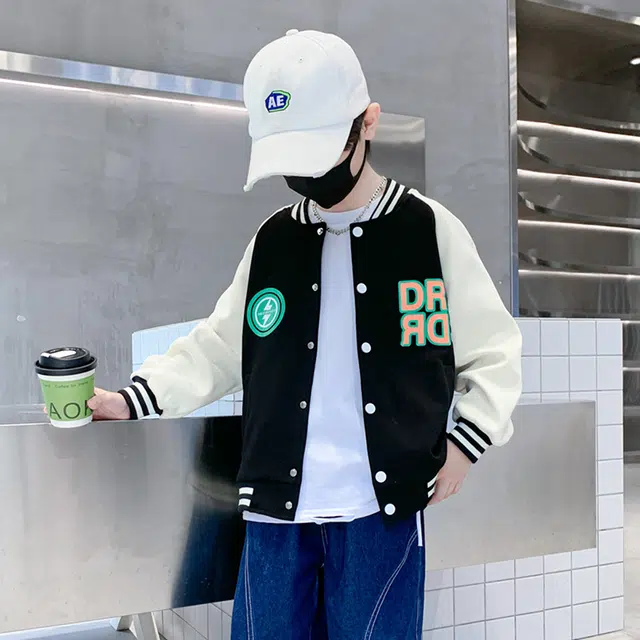 熊猫圆圆 男童时尚帅气拼色印花棒球服外套 儿童款