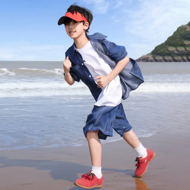 熊猫圆圆 男童夏季薄款宽松休闲牛仔套装 儿童款
