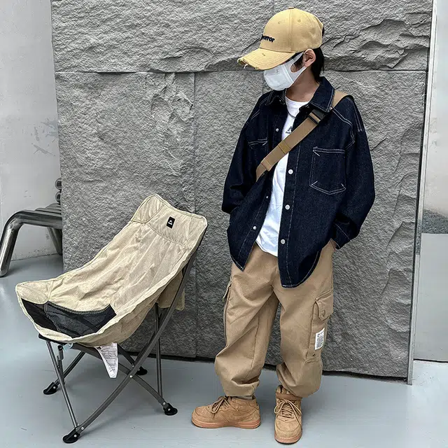 熊猫圆圆 纯色宽松九分休闲裤 儿童款 卡其色