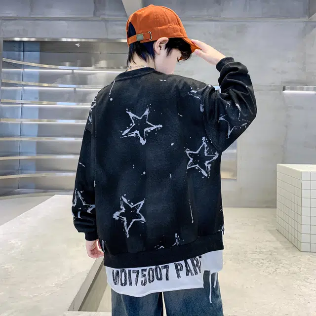 熊猫圆圆卫衣 时尚洋气满印五角星图案舒适休闲