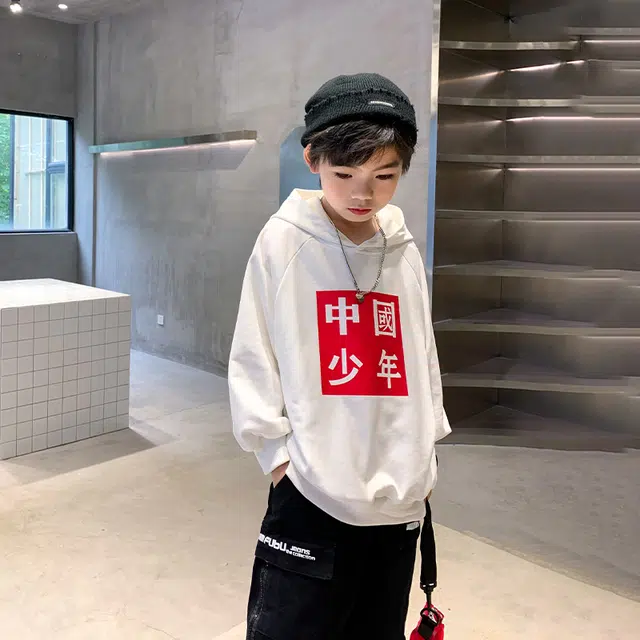 熊猫圆圆 童装 卫衣儿童中国风国潮连帽上衣中大童春秋季帅气休闲新款打底衫