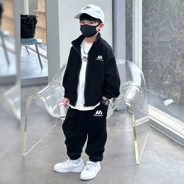 熊猫圆圆 拉链立领适中休闲运动套装 儿童款