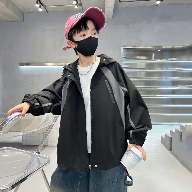 熊猫圆圆夹克 帅气百搭户外防风拼色休闲连帽