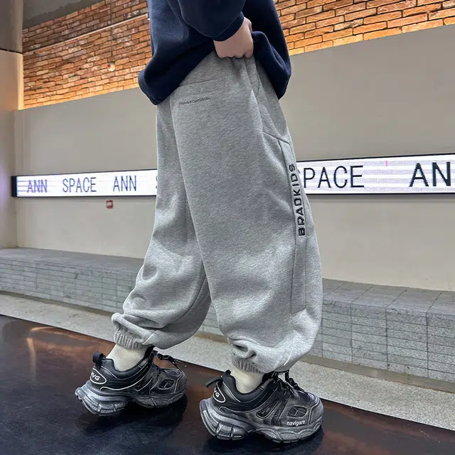 儿童款 熊猫圆圆时尚帅气两侧绣花字母加绒 休闲运动裤
