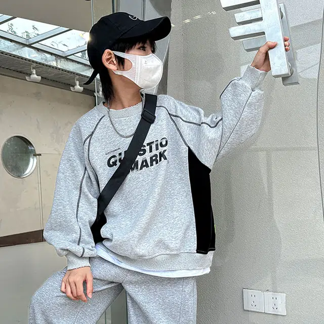 熊猫圆圆 童装 男童卫衣春秋装新款洋气儿童长袖打底衫男孩休闲上衣炸街潮酷