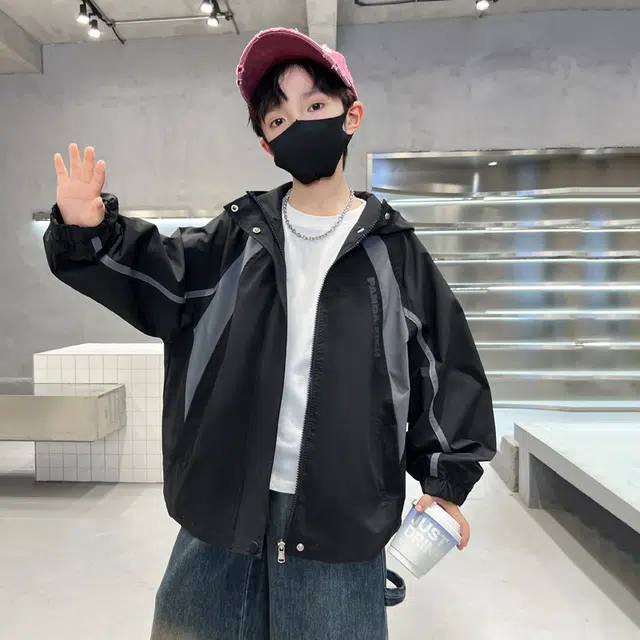 熊猫圆圆夹克 帅气百搭户外防风拼色休闲连帽