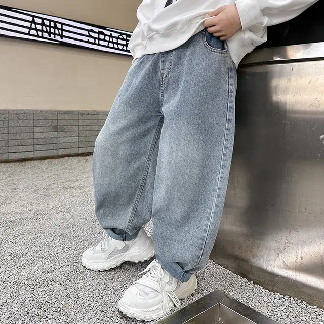熊猫圆圆 男童街潮帅气百搭后袋绣花牛仔裤 儿童款