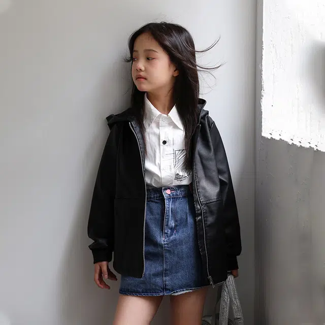 熊猫圆圆夹克外套 连帽拉链亲肤百搭长袖 黑色 中小童