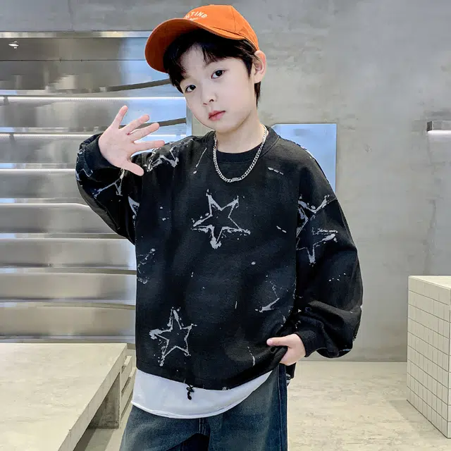 熊猫圆圆卫衣 时尚洋气满印五角星图案舒适休闲