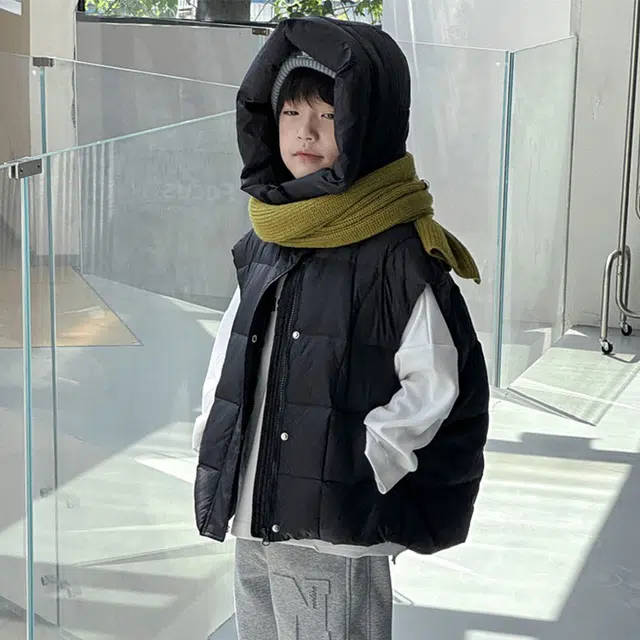 熊猫圆圆 童装 儿童连帽羽绒服马甲男女童冬季新款中大童保暖宝宝时尚背心潮