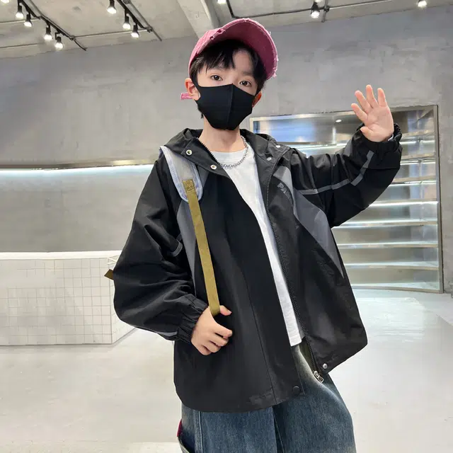 熊猫圆圆夹克 帅气百搭户外防风拼色休闲连帽