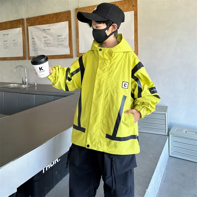 熊猫圆圆上装 时尚潮流百搭休闲防风拼色连帽夹克外套