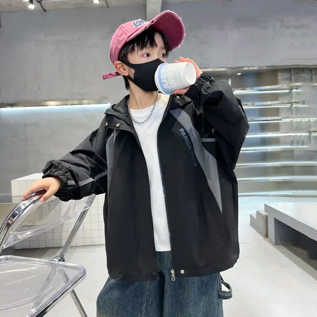 熊猫圆圆夹克 帅气百搭户外防风拼色休闲连帽