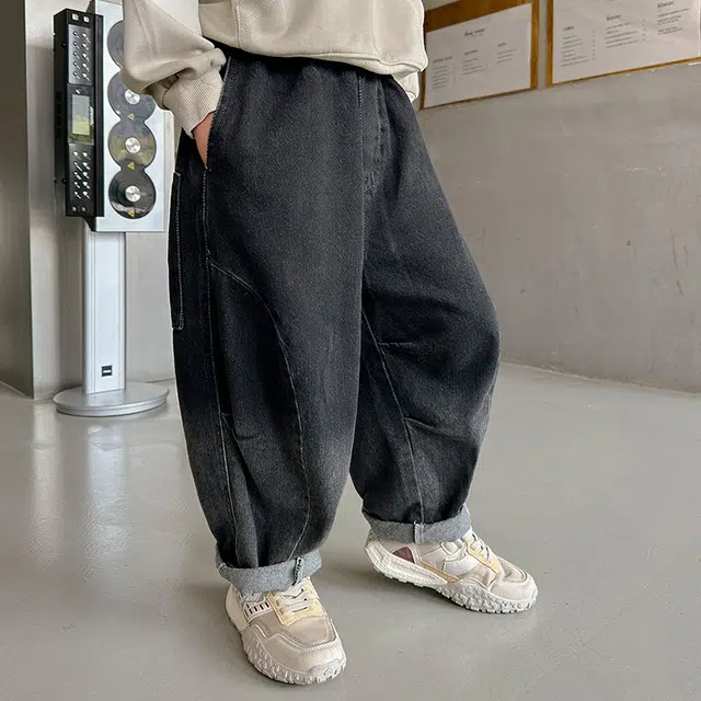 熊猫圆圆 街潮帅气宽松渐变休闲牛仔裤 儿童款