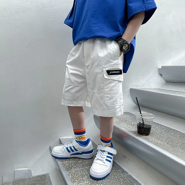 熊猫圆圆 男童夏款短裤中大童白色百搭五分休闲裤 儿童款