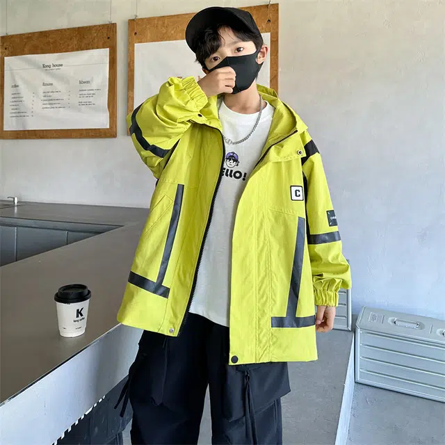 熊猫圆圆上装 时尚潮流百搭休闲防风拼色连帽夹克外套