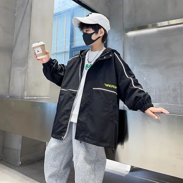 熊猫圆圆 童装 男童中大童秋冬新款韩版休闲帅气儿童中长款拉链开衫外套风衣潮