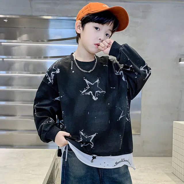 熊猫圆圆卫衣 时尚洋气满印五角星图案舒适休闲