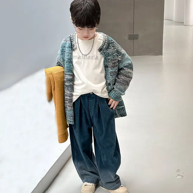 熊猫圆圆 童装 男童秋冬新款中大童时尚韩版洋气儿童毛衣开衫潮