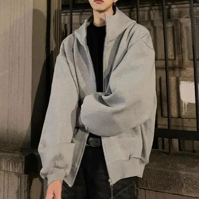 虫小绿 街头复古重磅纯色春秋季潮流长袖外套美式高级感休闲百搭宽松连帽卫衣 男女同款