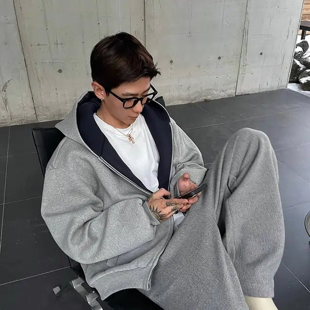 虫小绿 美式复古宽松连帽开衫厚款卫衣 男女同款