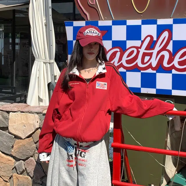 虫小绿 美式复古星星撞色拼接立领开衫外套春秋季潮流宽松休闲运动长袖上衣痞帅拉链情侣款卫衣 男女同款