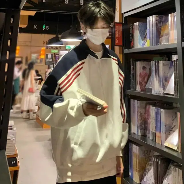 虫小绿 美式复古重磅三条杠撞色立领棒球服春秋季宽松休闲夹克外套条纹拼接设计感情侣款开衫拉链卫衣 男女同款