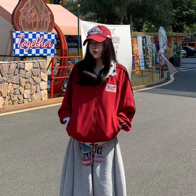 虫小绿 美式复古星星撞色拼接立领开衫外套春秋季潮流宽松休闲运动长袖上衣痞帅拉链情侣款卫衣 男女同款