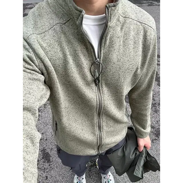 虫小绿 美式复古拉链立领抓绒保暖外套夹克开衫休闲百搭长袖上衣高级感户外运动健身卫衣 男女同款