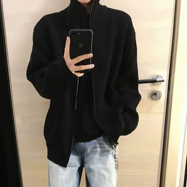 虫小绿 美式复古慵懒风多季适用拉链开衫外套针织衫 男款