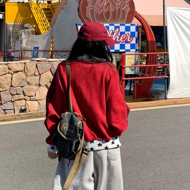 虫小绿 美式复古星星撞色拼接立领开衫外套春秋季潮流宽松休闲运动长袖上衣痞帅拉链情侣款卫衣 男女同款