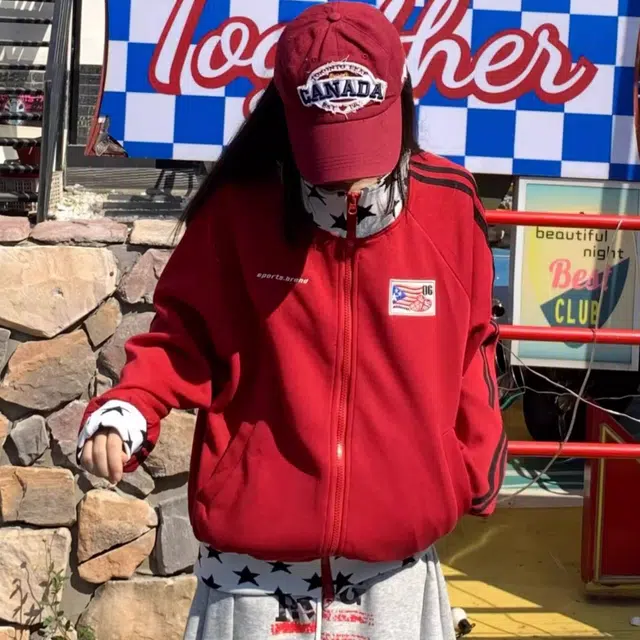 虫小绿 美式复古星星撞色拼接立领开衫外套春秋季潮流宽松休闲运动长袖上衣痞帅拉链情侣款卫衣 男女同款