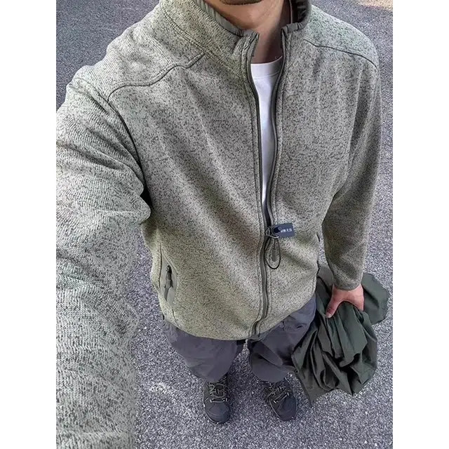 虫小绿 美式复古拉链立领抓绒保暖外套夹克开衫休闲百搭长袖上衣高级感户外运动健身卫衣 男女同款