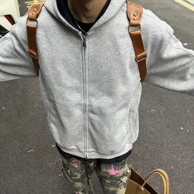 虫小绿 春秋季小众设计感美式高街内外撞色高级感情侣开衫外套双拉链宽松休闲百搭潮牌简约通勤廓形长袖重磅连帽卫衣 男女同款
