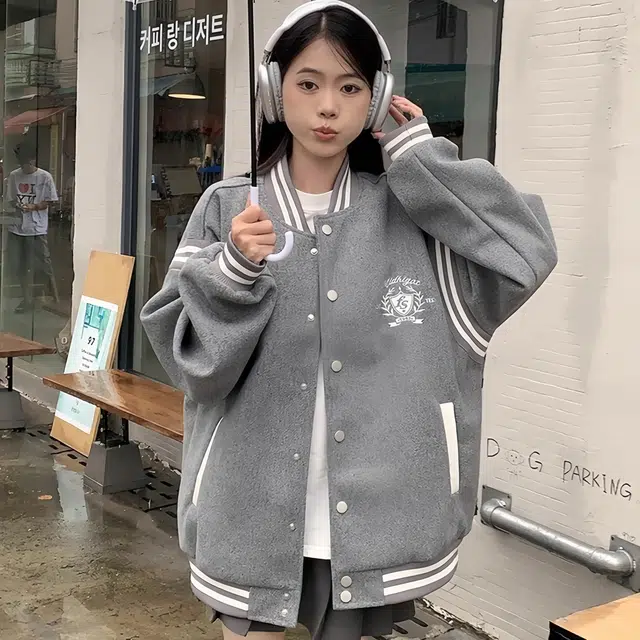 虫小绿 美式复古学院风立领撞色拼接飞行外套春秋季潮流毛呢刺绣工艺棒球服宽松街头休闲百搭上衣工装夹克 男女同款