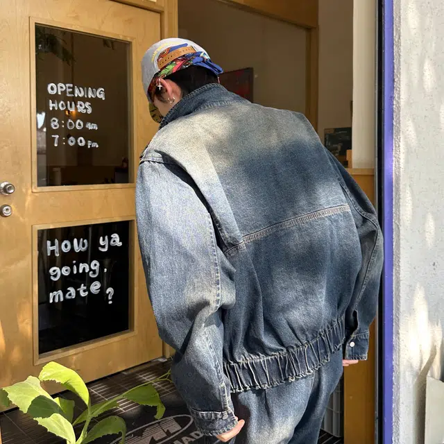 虫小绿 美式复古设计款双层立领短款夹克上衣春秋款潮流痞帅高级宽松休闲百搭拼接牛仔外套 男女同款