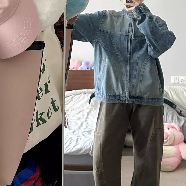 虫小绿 美式简约小众设计分割解构夹克衫春秋季潮流复古痞帅百搭水洗长袖上衣短款机车工装立领牛仔外套 男女同款