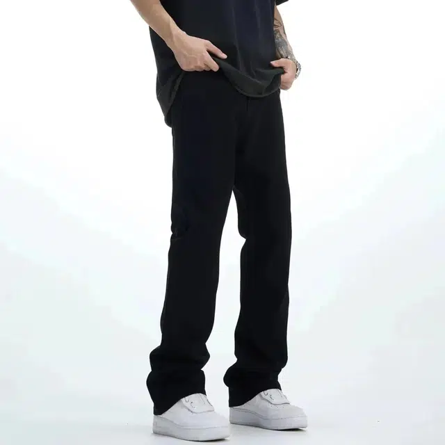 虫小绿 美式复古高街水洗做旧废土风基础款窄版微喇弯刀修身显瘦显高日常通勤百搭时尚潮流痞帅中腰垂感舒适休闲工装牛仔裤 男女同款