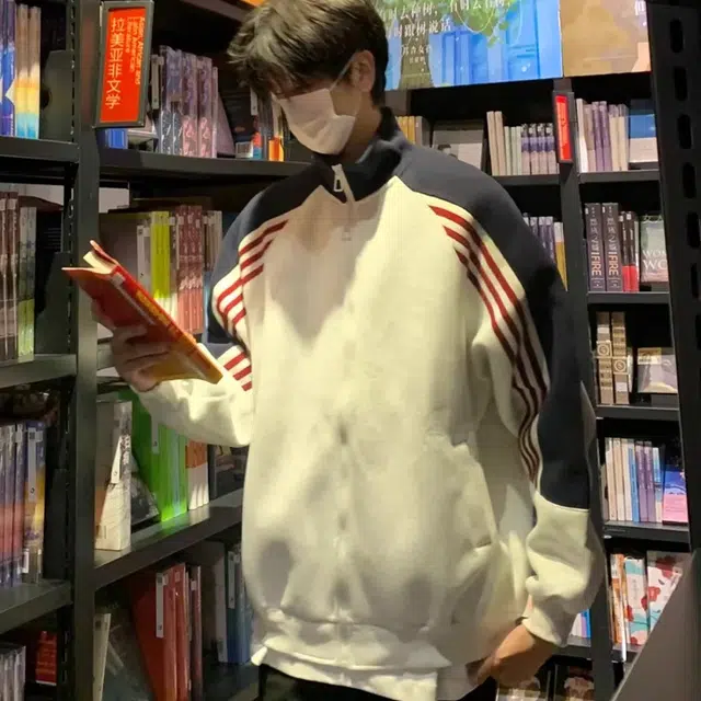 虫小绿 美式复古重磅三条杠撞色立领棒球服春秋季宽松休闲夹克外套条纹拼接设计感情侣款开衫拉链卫衣 男女同款