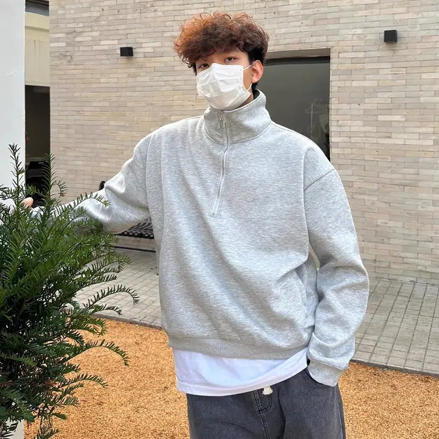 虫小绿 美式复古半拉链立领长袖上衣外套春秋季潮牌宽松简约百搭休闲纯色高领套头卫衣 男女同款