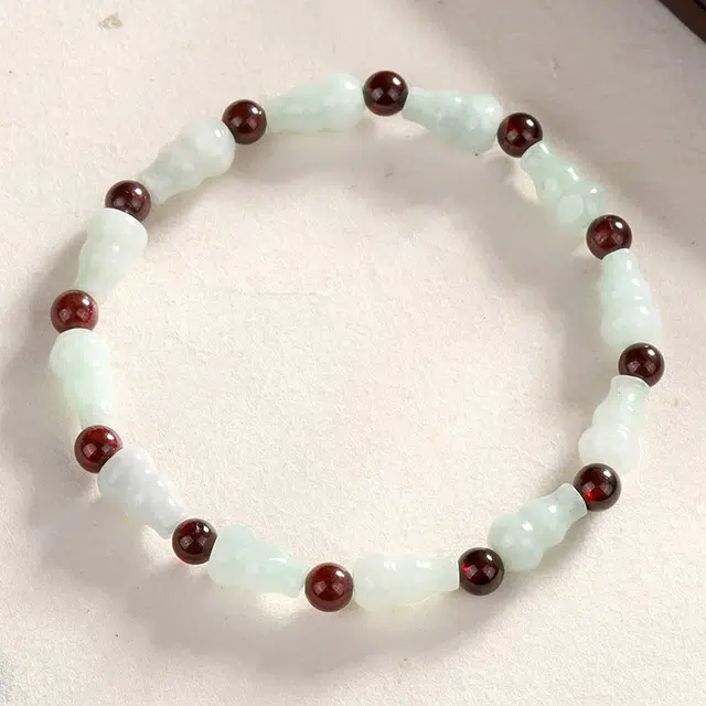 亿珍阁 葫芦转运珠子手链 新中式单圈佛珠圆珠 糯种 翡翠手串 男女同款情侣款 玉石首饰闺蜜手环手饰 平安饰品手绳 情侣礼物礼盒装