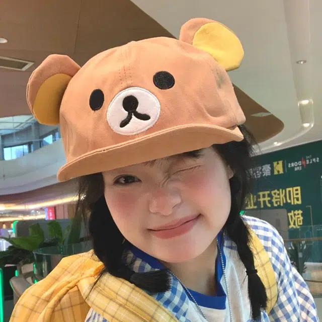 可爱小棕熊主题帽饰 尚先生 草帽可爱小棕熊卡通刺绣大头围显脸小春夏户外运动遮阳防晒帽 优质棉质 鸭舌帽 男女同款情侣款