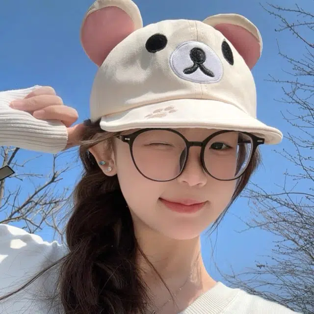 可爱小棕熊主题帽饰 尚先生 草帽可爱小棕熊卡通刺绣大头围显脸小春夏户外运动遮阳防晒帽 优质棉质 鸭舌帽 男女同款情侣款