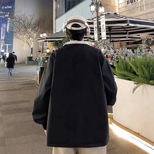 依文 美式立领休闲运动街头潮流百搭舒适宽松长袖夹克外套 男女同款