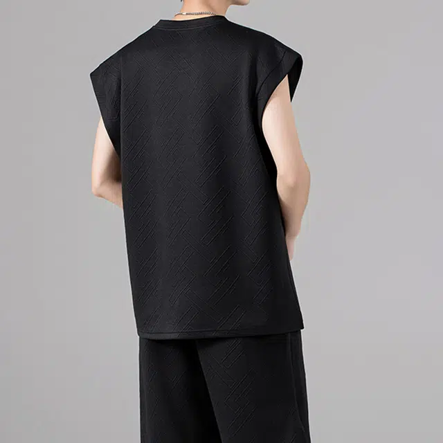 依文 日系纯色无袖简约基础款学生党宽松美式五星字母印花直筒柔软舒适亲肤通勤日常百搭运动速干圆领休闲背心 男女同款