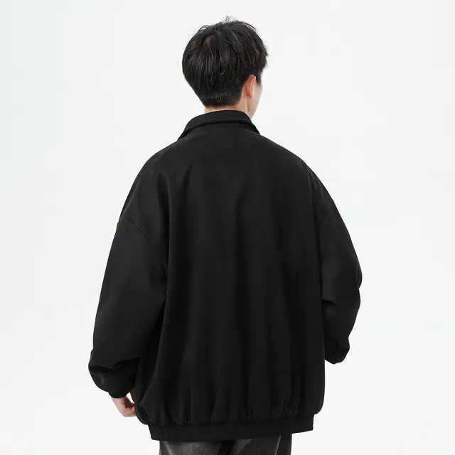 依文 美式高街潮牌复古时尚品牌字母印花无性别主义宽松工装飞行员防风日常单排扣潮流百搭夹克外套 男女同款