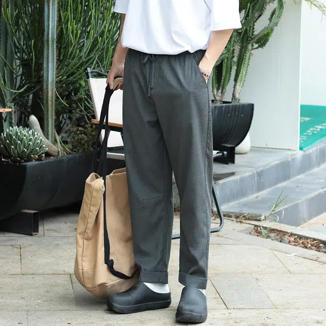 几朴 日系茧形有型休闲裤 男款 灰色
