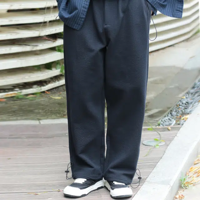 几朴 日系宽松休闲裤 男女同款 黑色