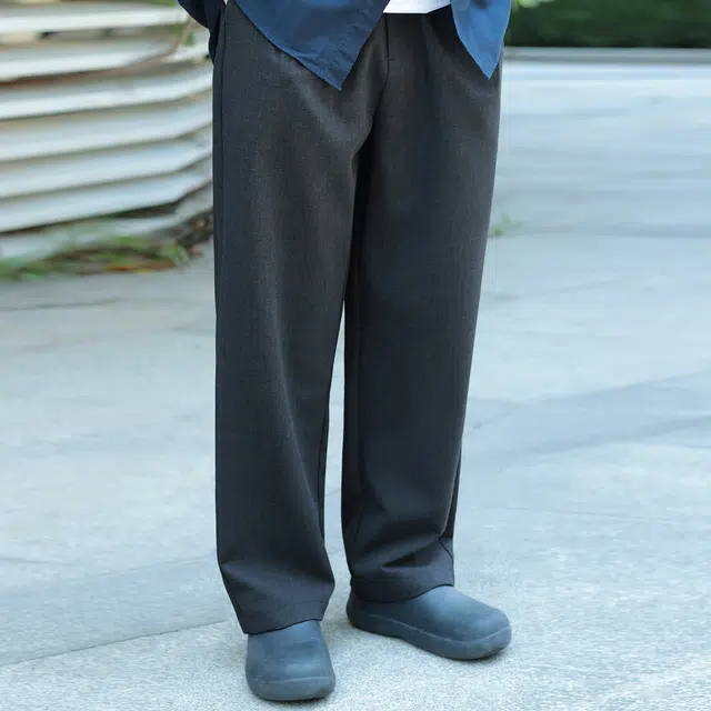 几朴 日系仿羊毛垂感宽松休闲裤 男女同款 黑色