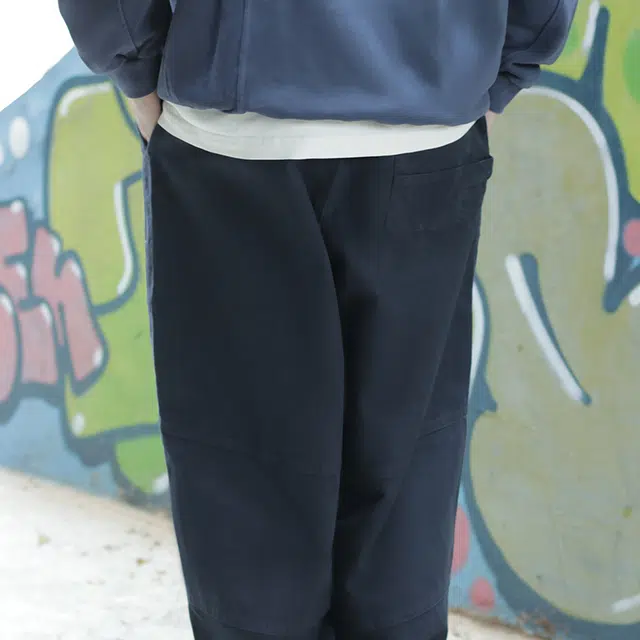 几朴 日系纯棉舒适宽松休闲裤 男女同款 黑色